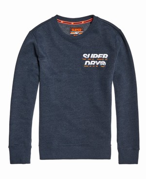 Superdry Cali Applique Logo Crew Férfi Pulóver Kék | PVLRI7814